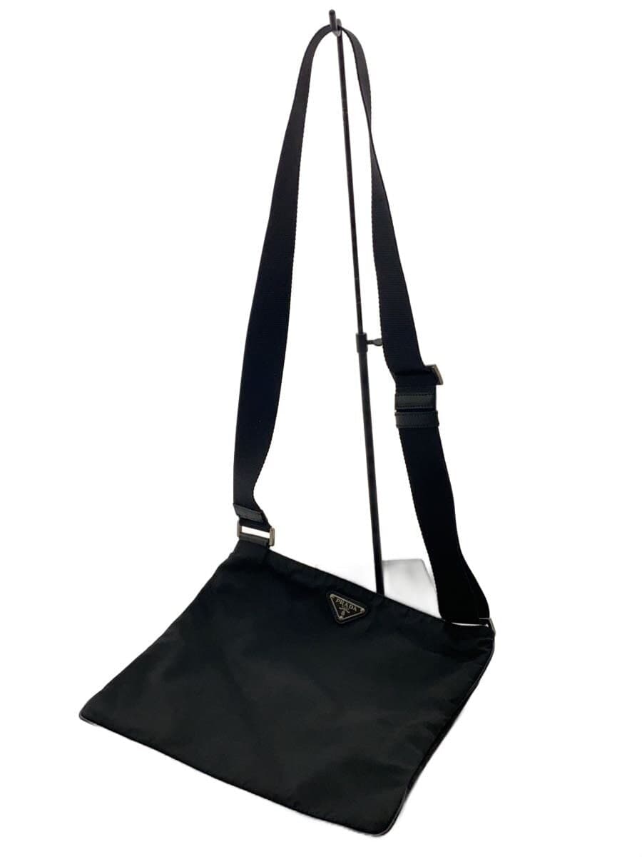 PRADA Triangle Logo Sacoche Shoulder Bag Nylon BLK
