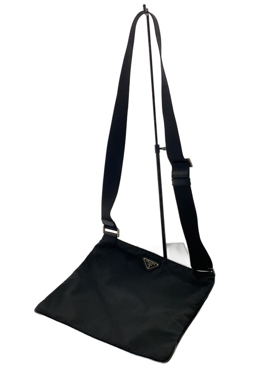 PRADA Triangle Logo Sacoche Shoulder Bag Nylon BLK
