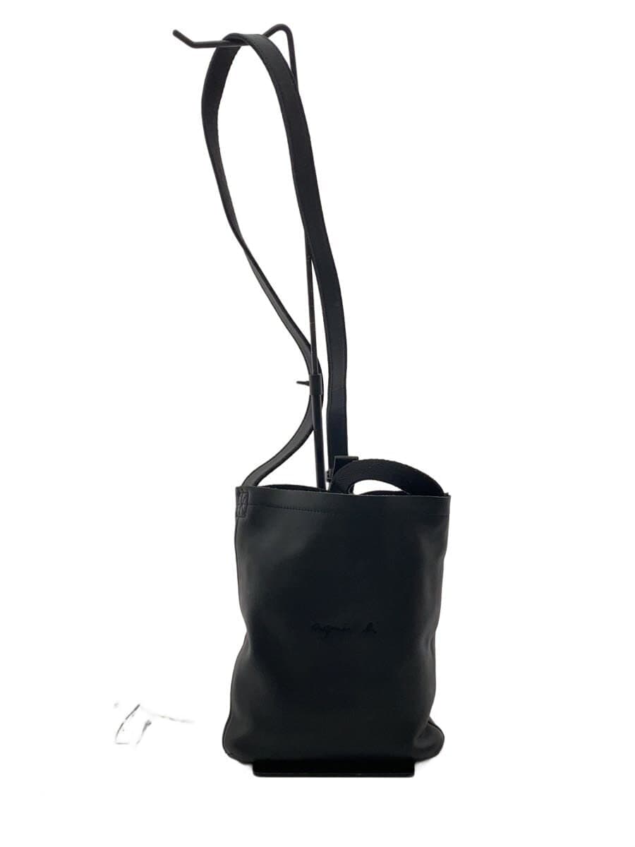 agnes b. Shoulder Bag Leather BLK PAH02Z-03