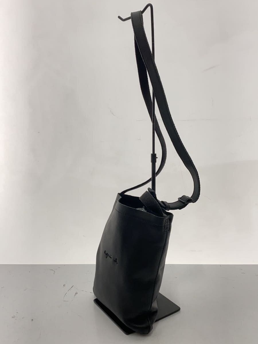 agnes b. Shoulder Bag Leather BLK PAH02Z-03 2