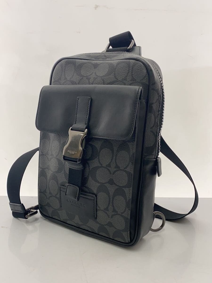 COACH Signature One Shoulder Bag Body Bag PVC Black All-over Pattern c2711 2