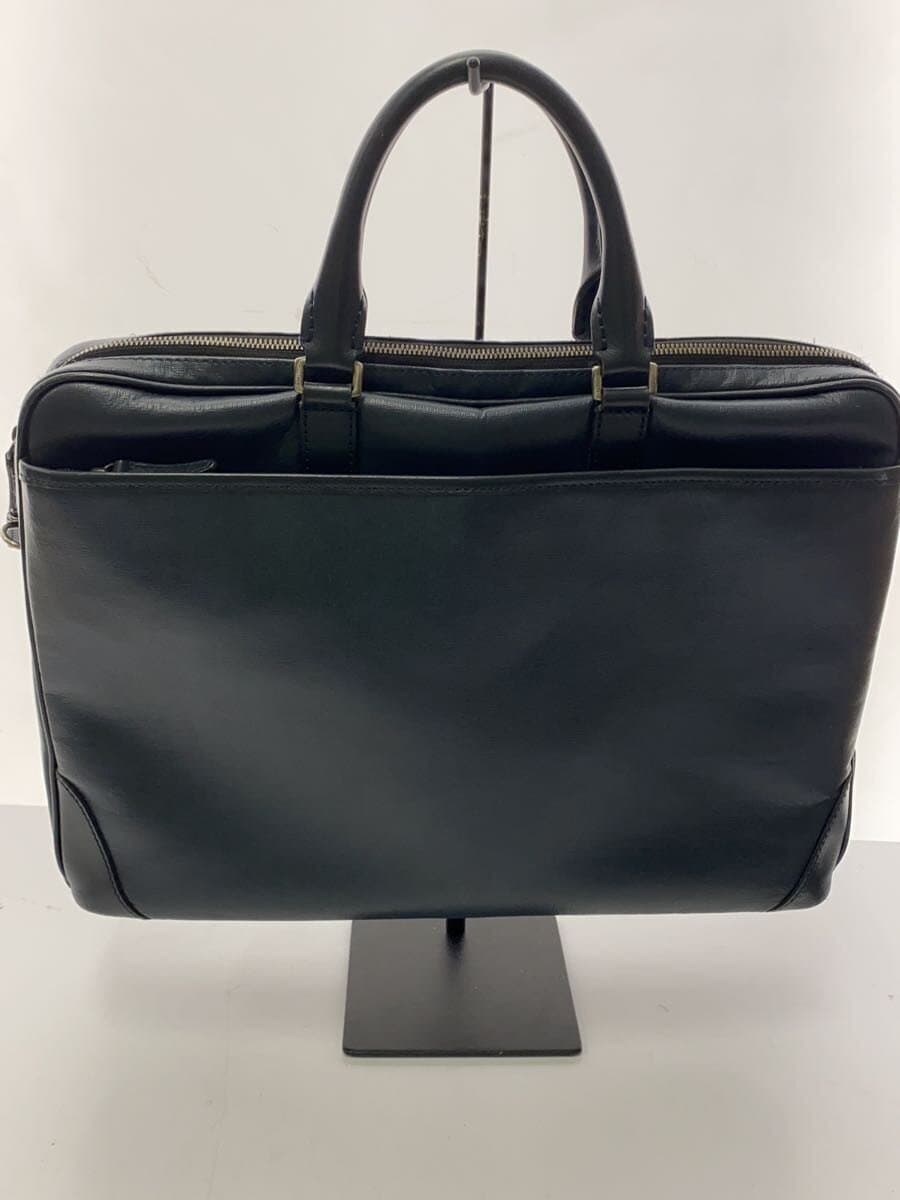 FUJITAKA 2WAY Business Bag Leather Navy Solid Color Corner Scratches Present 3