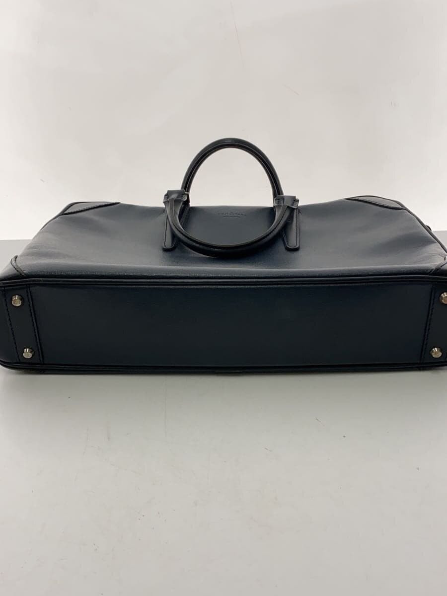 FUJITAKA 2WAY Business Bag Leather Navy Solid Color Corner Scratches Present 4