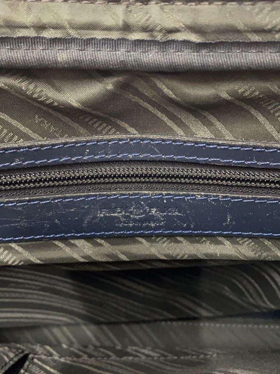 FUJITAKA 2WAY Business Bag Leather Navy Solid Color Corner Scratches Present 5