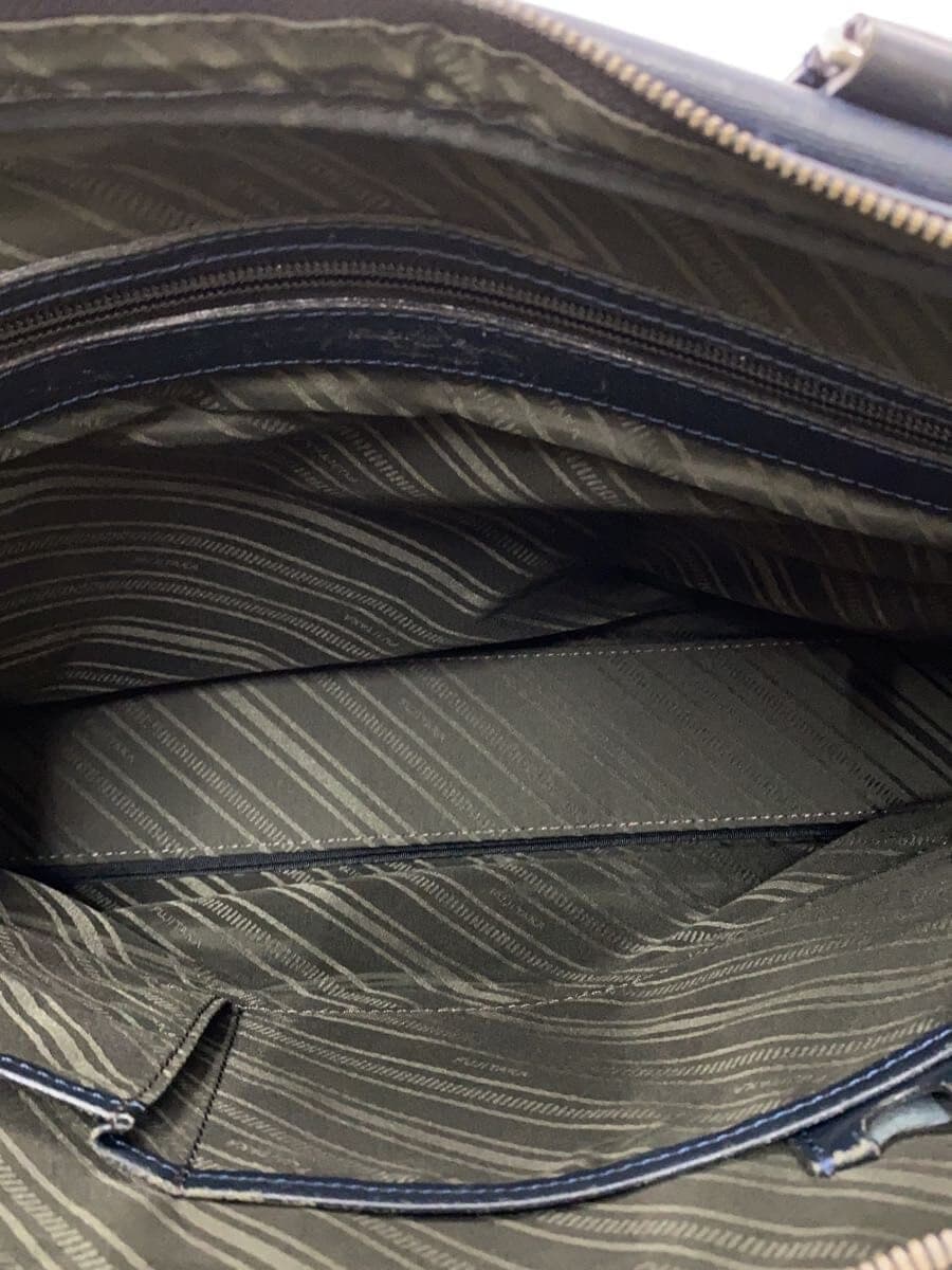 FUJITAKA 2WAY Business Bag Leather Navy Solid Color Corner Scratches Present 6