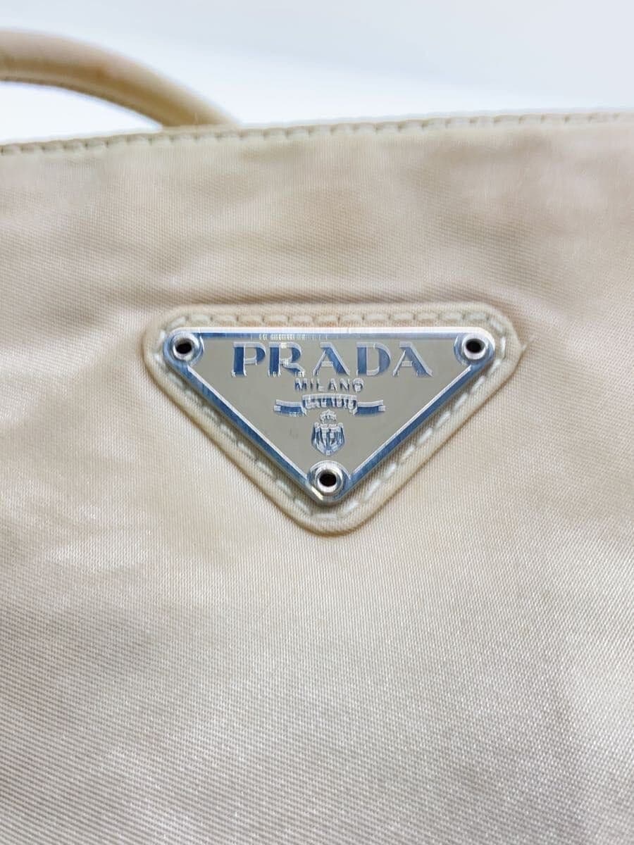 PRADA tote bag nylon beige plain 5