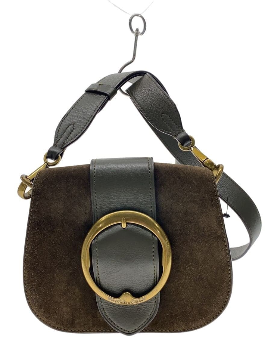 POLO RALPH LAUREN Shoulder Bag Suede KHK Solid Color
