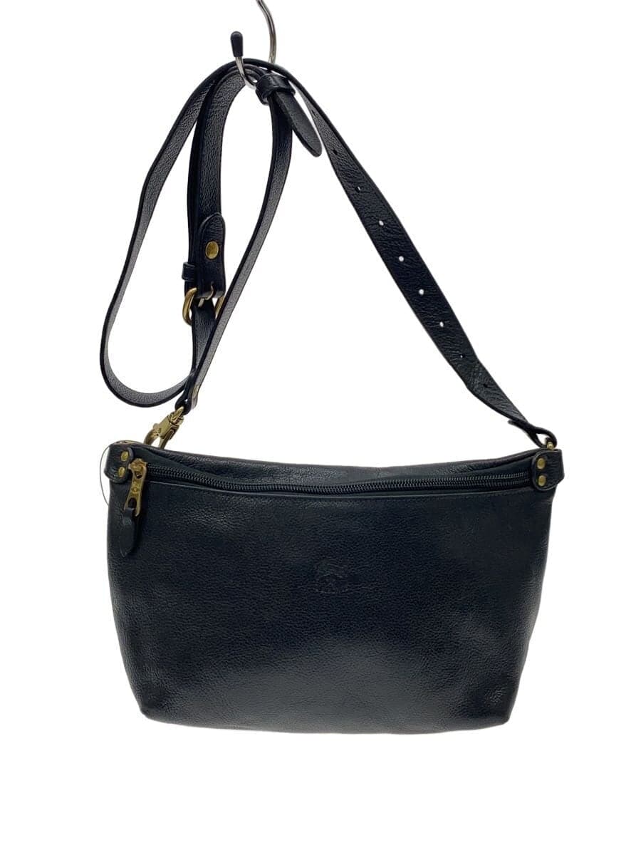 IL BISONTE Shoulder Bag Leather Black Solid Color