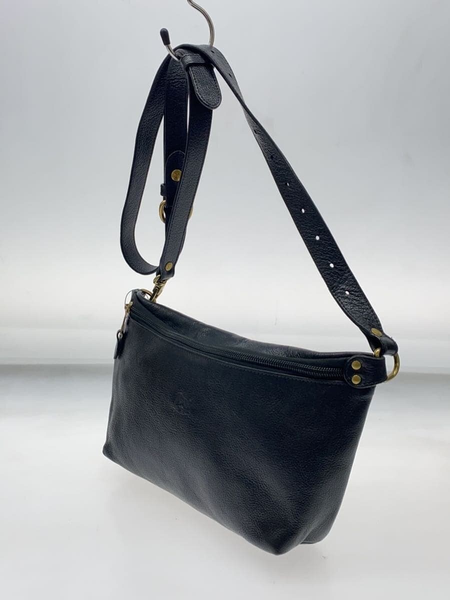 IL BISONTE Shoulder Bag Leather Black Solid Color 2