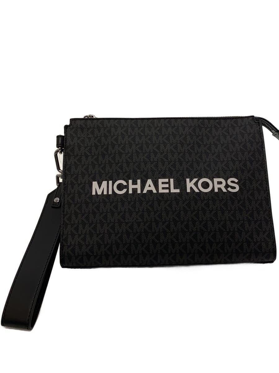 MICHAEL KORS Second Bag Leather Black All-Over Print 37R4LCOU9B Clutch Bag Pouch