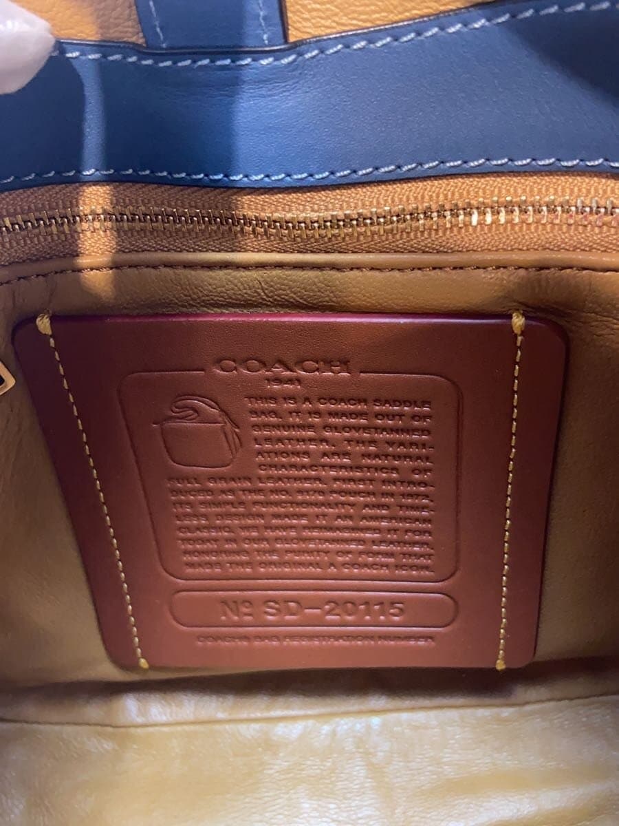 COACH Saddle Bag Leather BLU 5