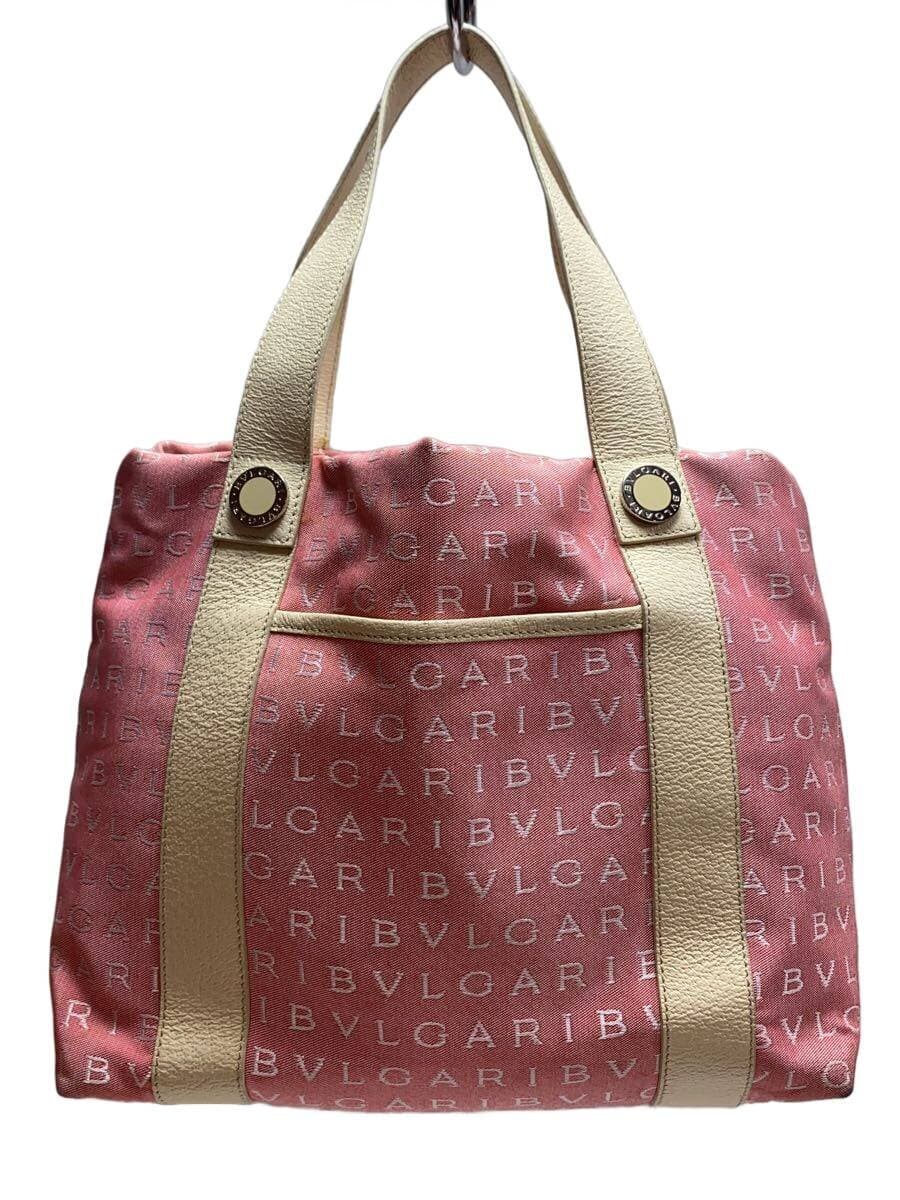BVLGARI Logo Mania Tote Bag Canvas PNK All Over Pattern