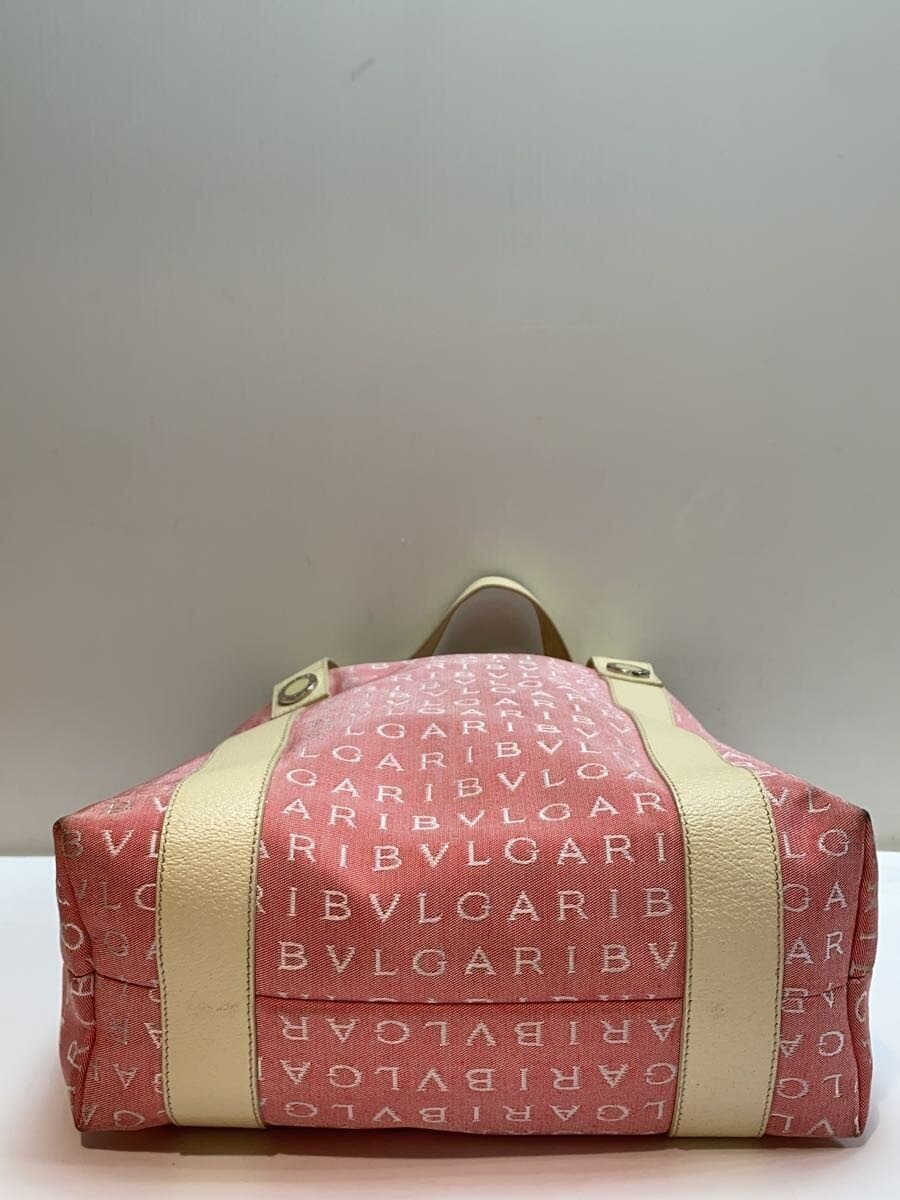 BVLGARI Logo Mania Tote Bag Canvas PNK All Over Pattern 4