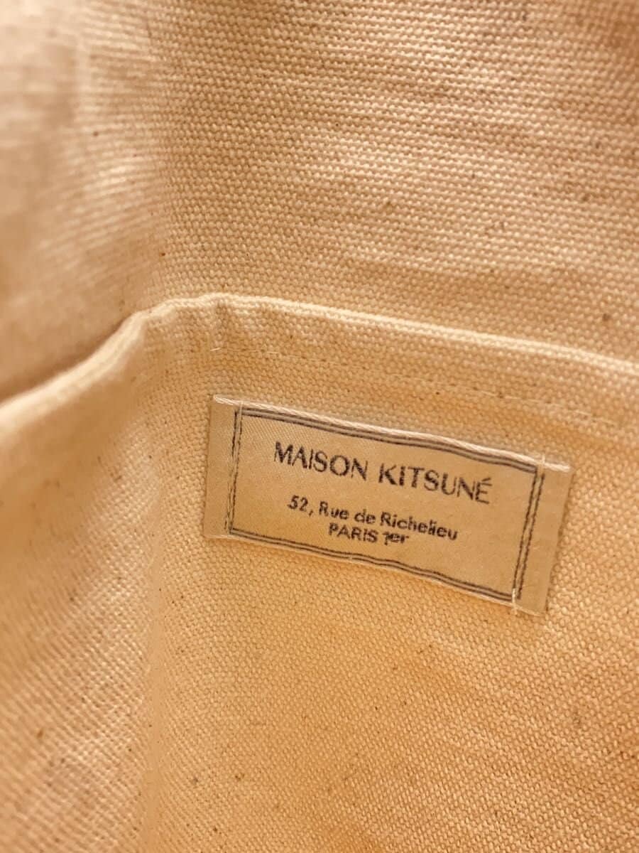MAISON KITSUNE3 YOGA FOXES Tote Bag Canvas BEG 5