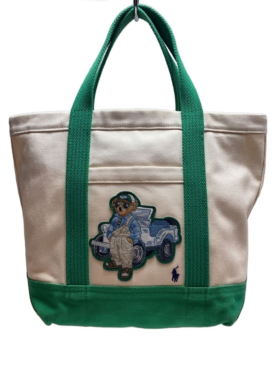 POLO RALPH LAUREN Medium Polo Bear Tote Tote Bag Canvas Green