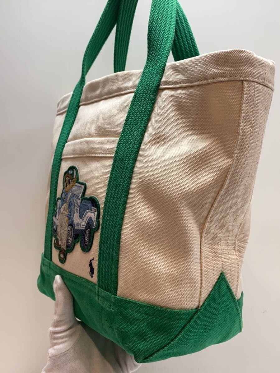 POLO RALPH LAUREN Medium Polo Bear Tote Tote Bag Canvas Green 2