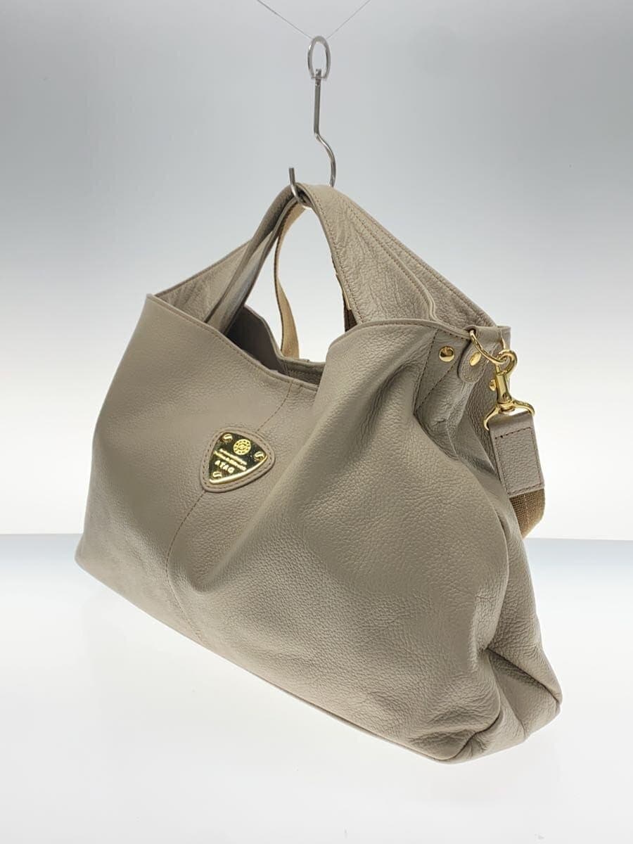 ATAO shoulder bag leather BEG plain 2
