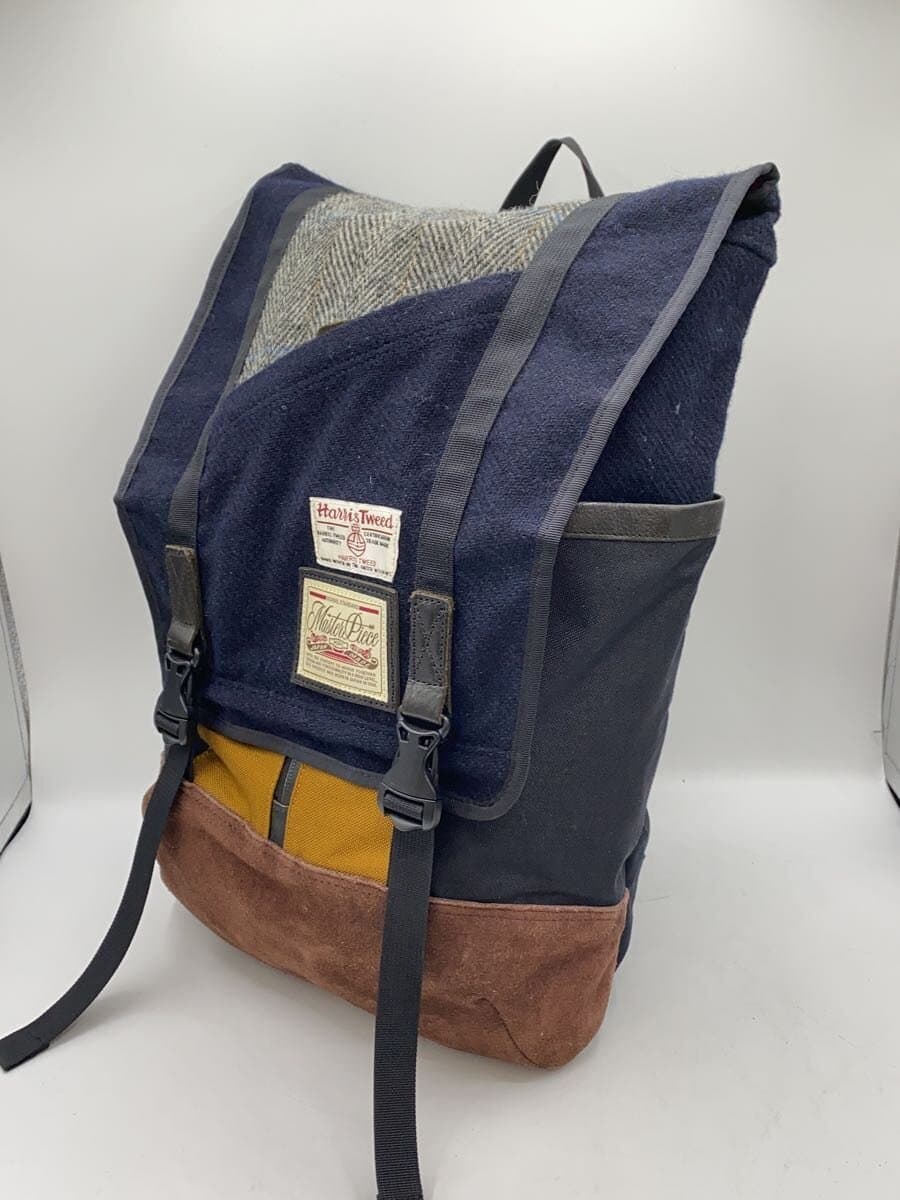 MASTERPIECE x HARRIS TWEED Backpack Suede NVY 2