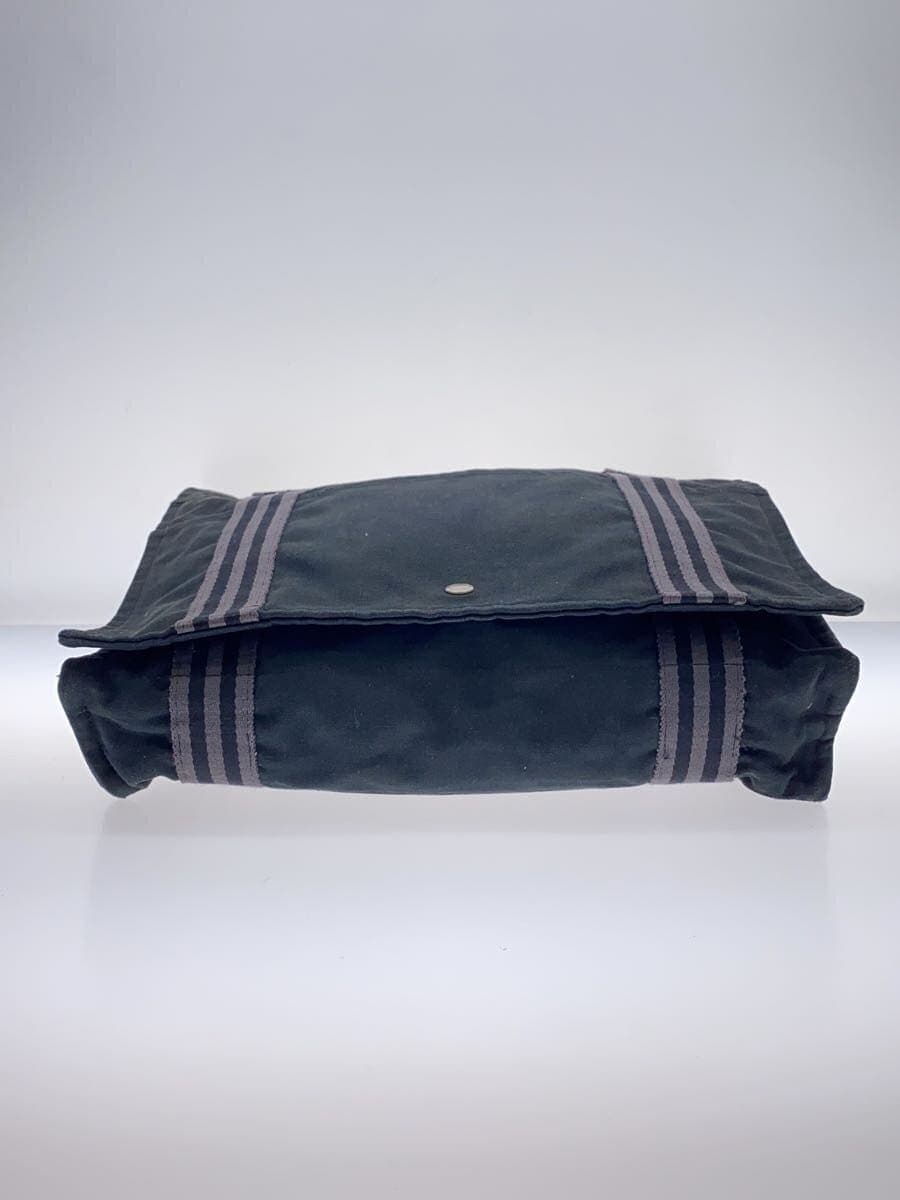 HERMES Shoulder Bag Canvas Black 4