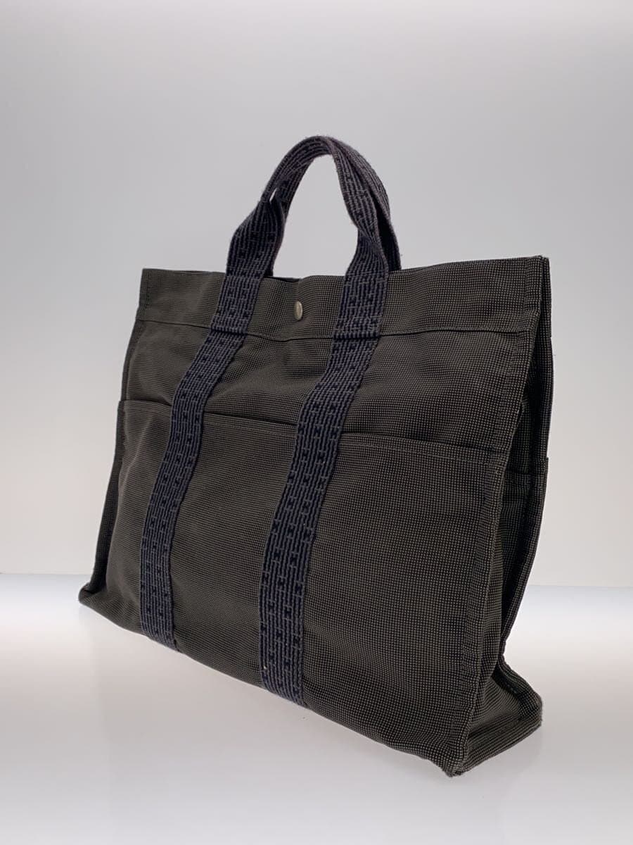 HERMES Tote Bag Canvas Gray Cadenas Key Metal Air Line MM 2