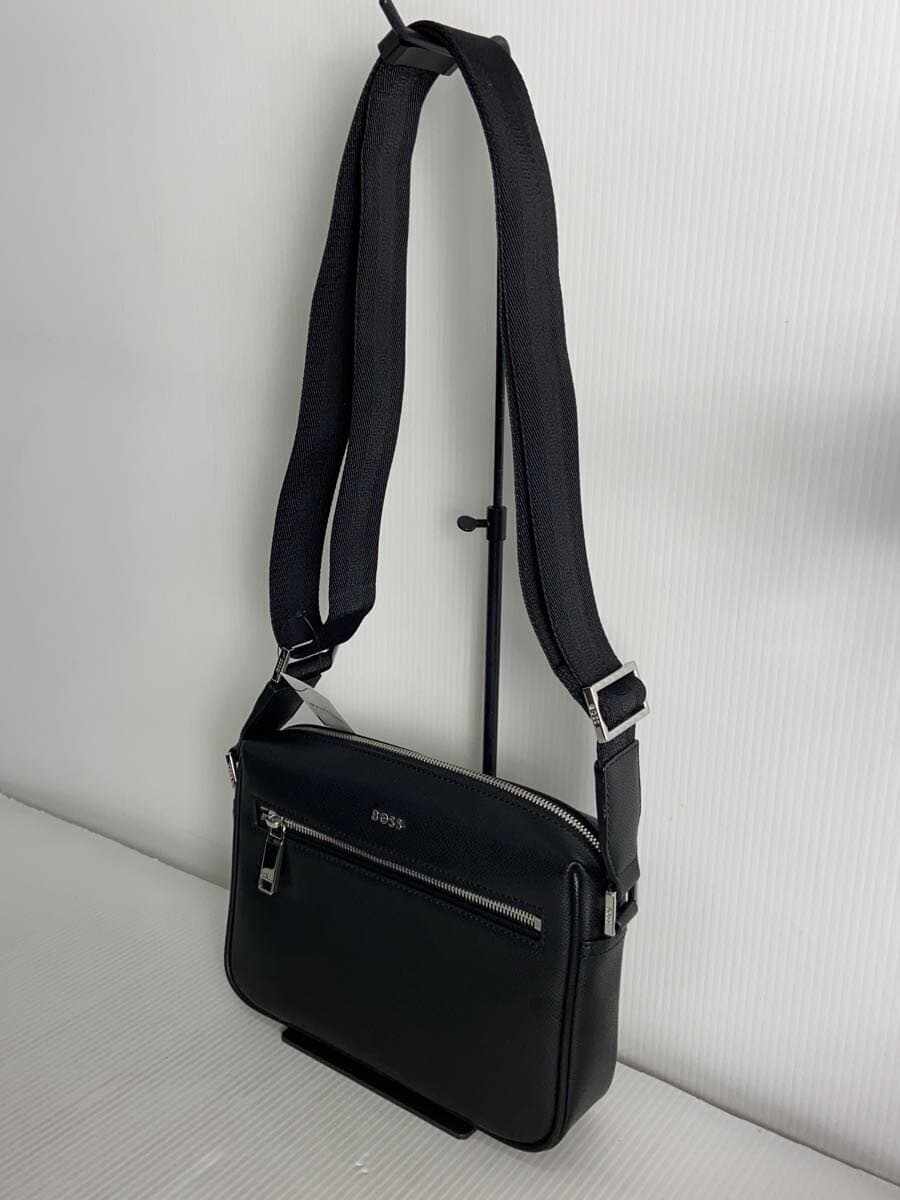 BOSS shoulder bag leather black 50558442 crossbody bag with lettering logo 2