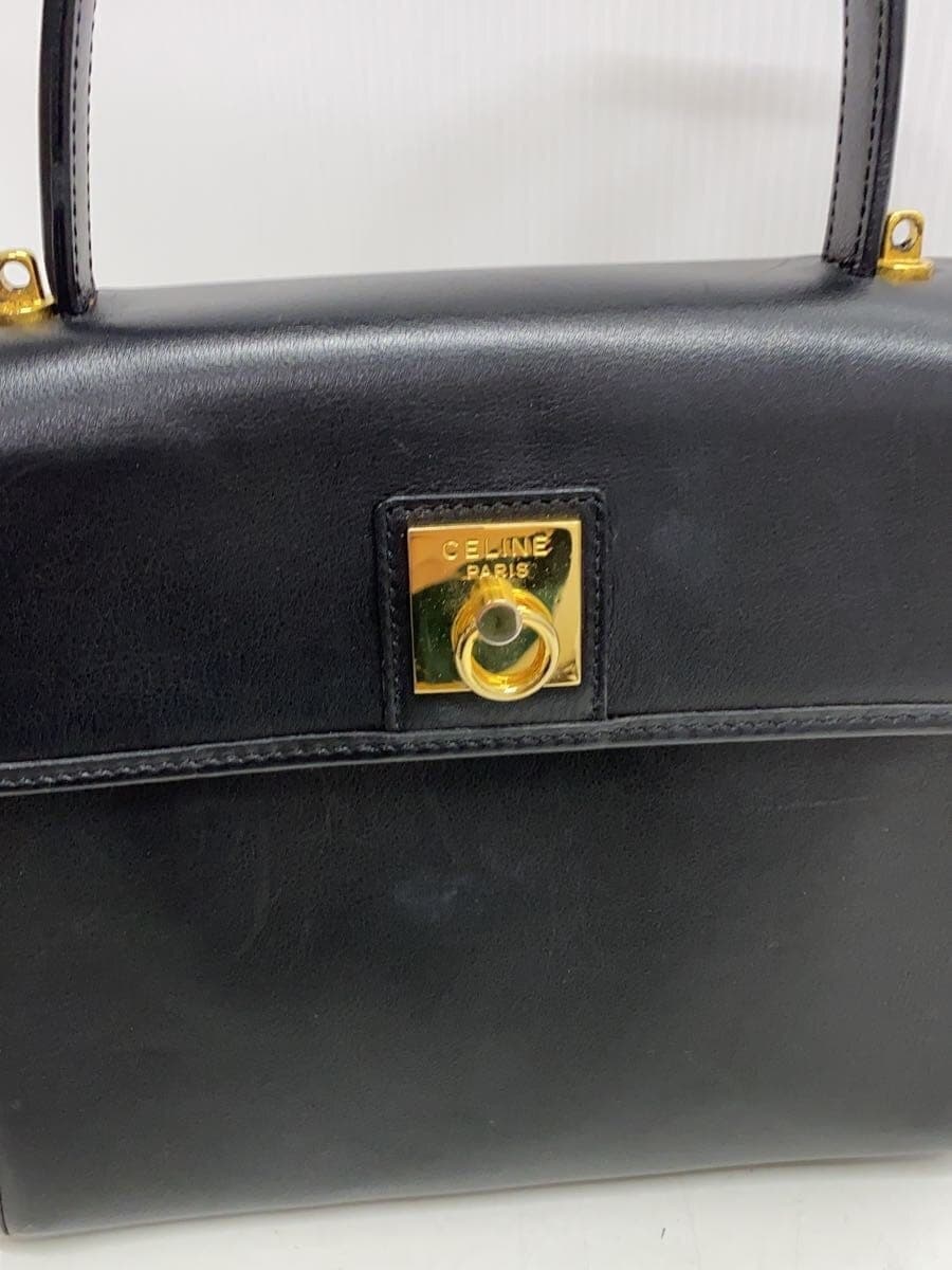 CELINE Gancini Handbag Leather BLK 5