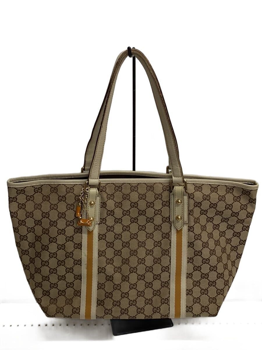 GUCCI Tote Bag_Sherry _GG Canvas Canvas BEG