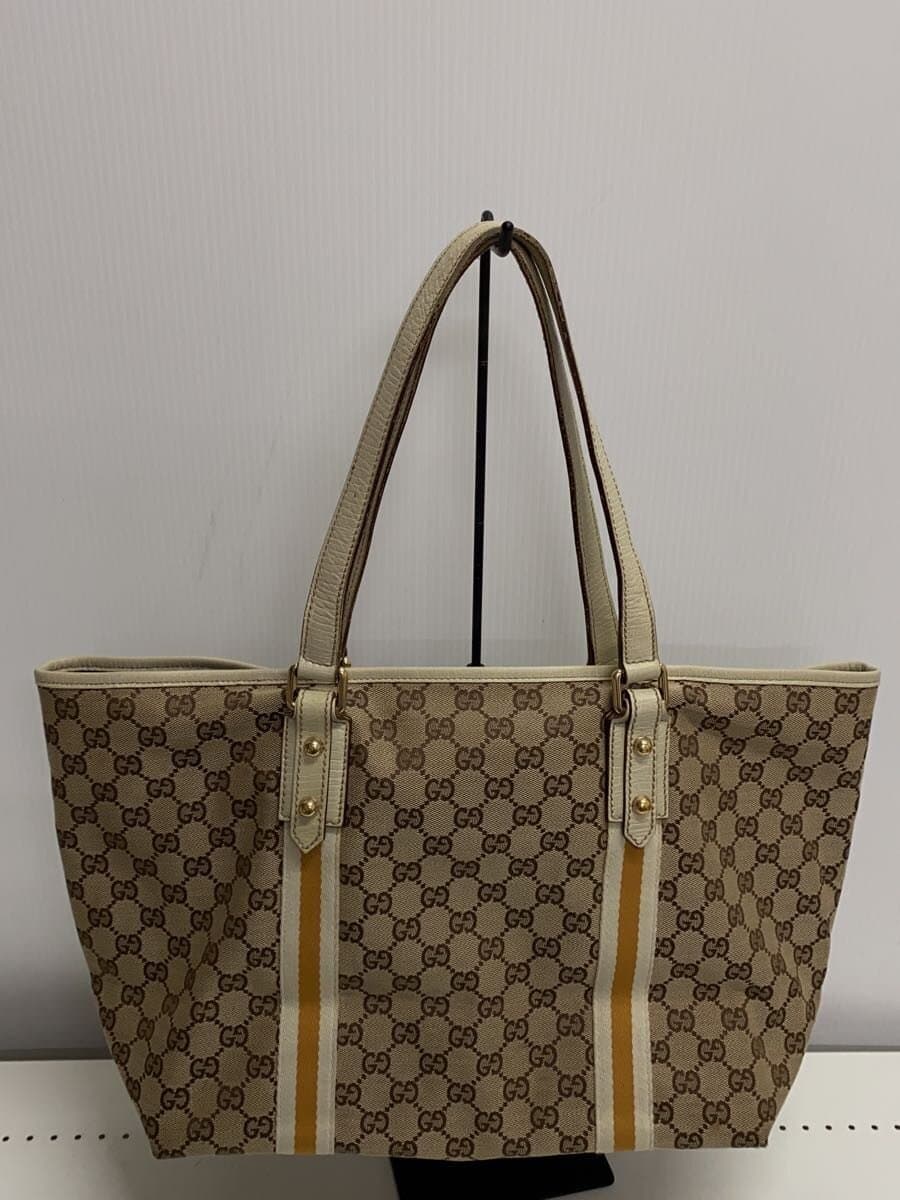 GUCCI Tote Bag_Sherry _GG Canvas Canvas BEG 3