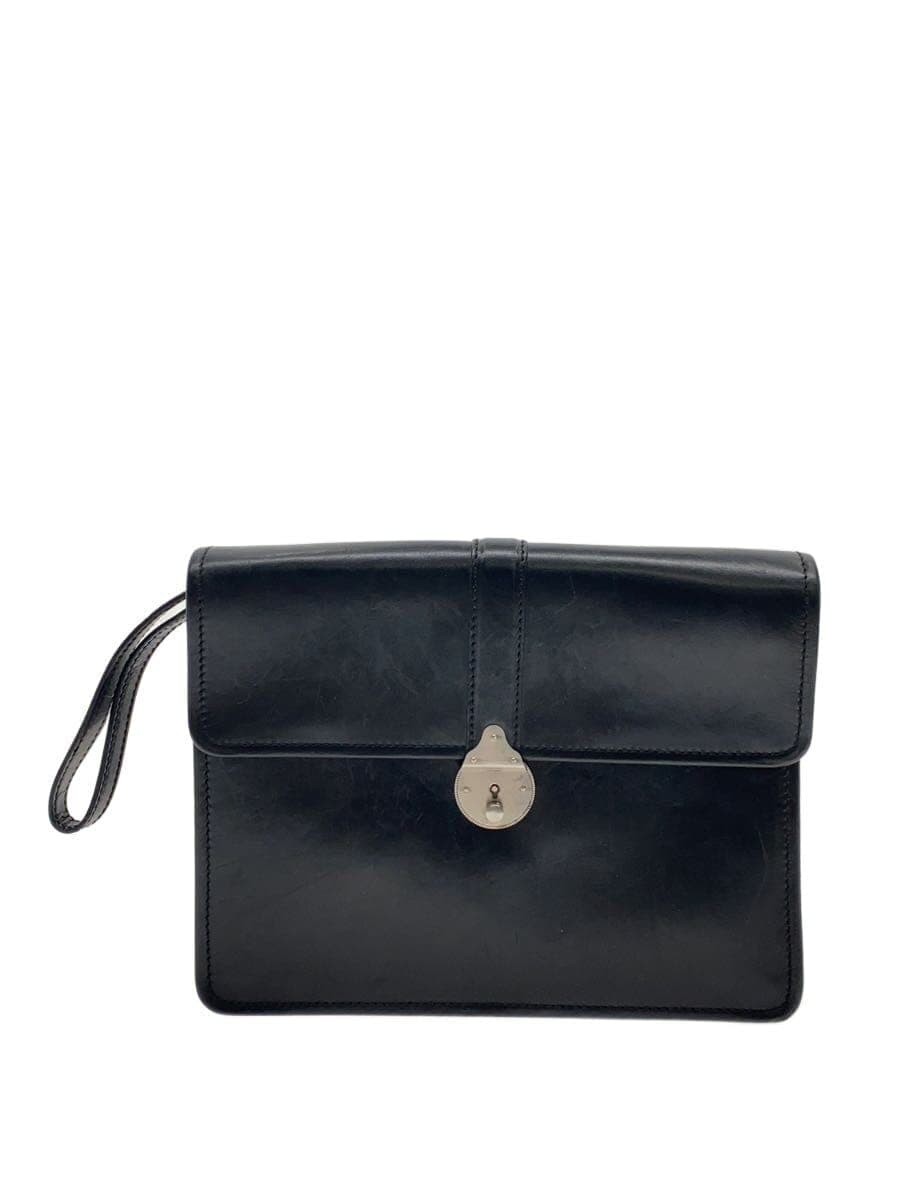 Salvatore Ferragamo Clutch Bag Second Bag Leather BLK EO-24
