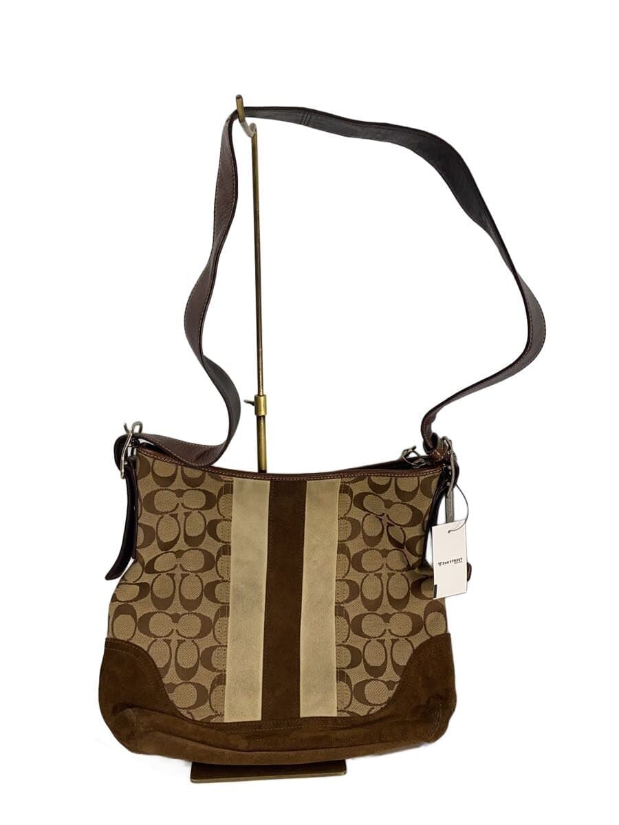 COACH Shoulder Bag Canvas BRW All Over Pattern 6878