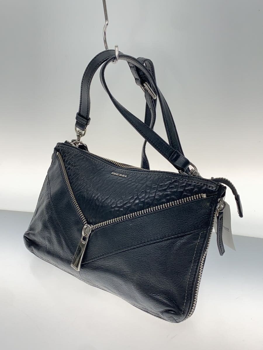 DIESEL Shoulder Bag Leather BLK Solid 2