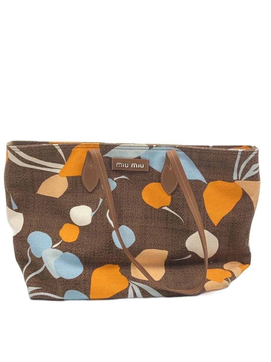 MIU MIU tote bag canvas BRW all-over pattern 5BG126