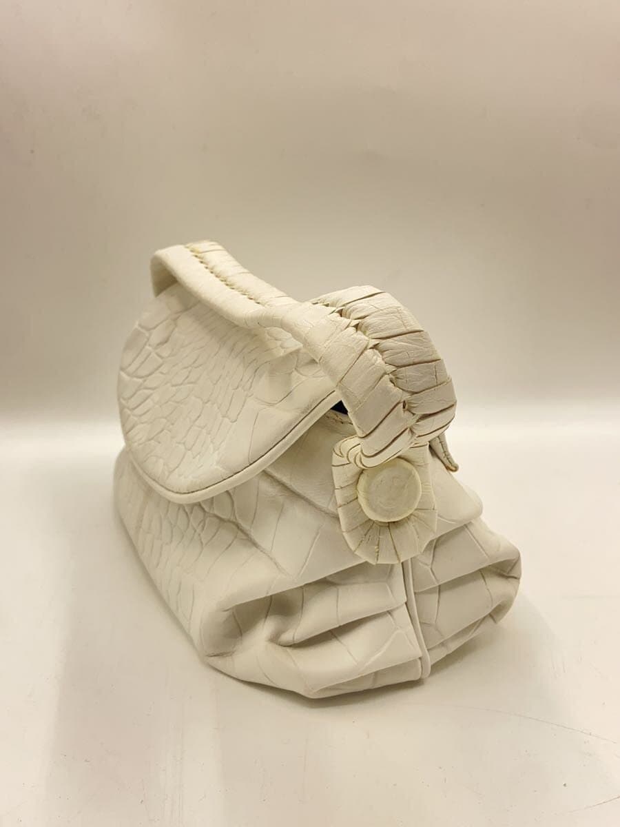 GIORGIO ARMANI Handbag Cowhide WHT Solid 2