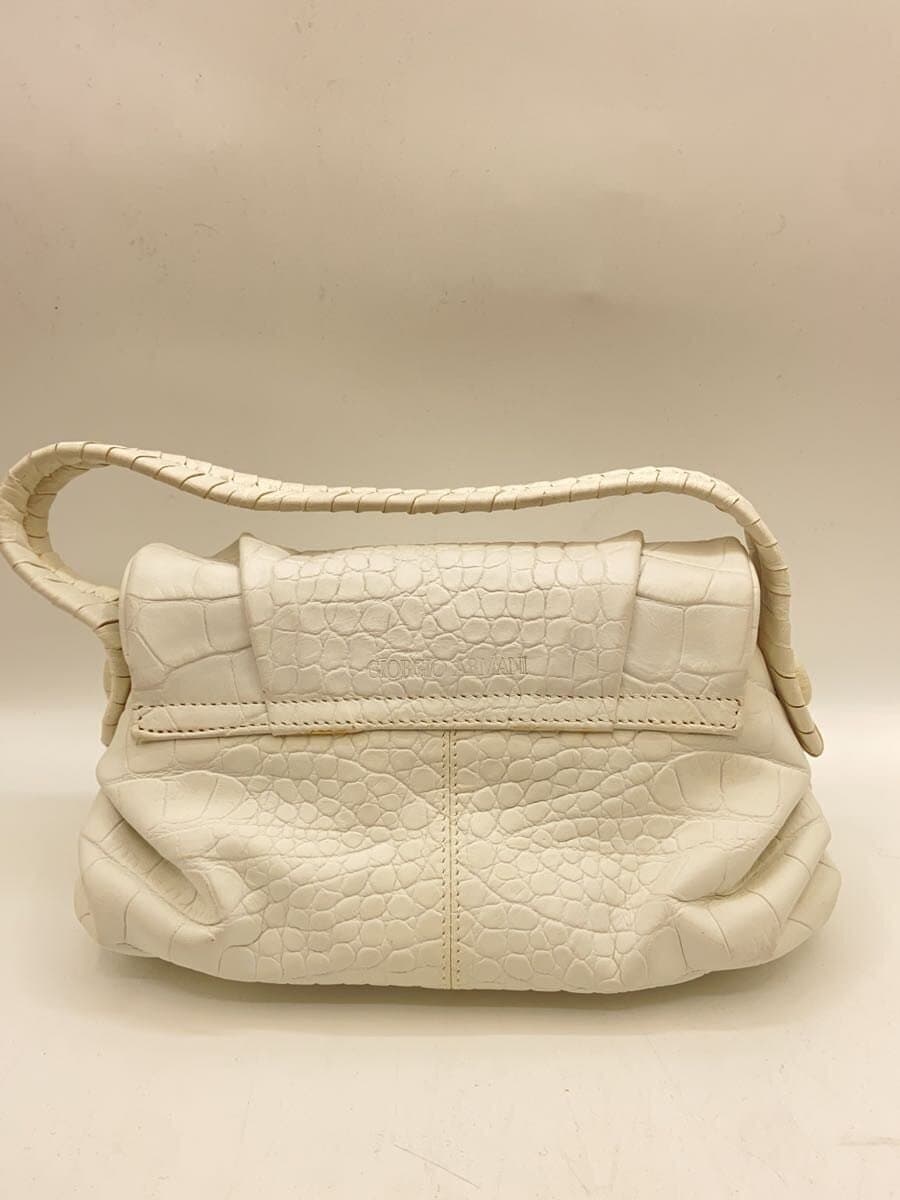 GIORGIO ARMANI Handbag Cowhide WHT Solid 3