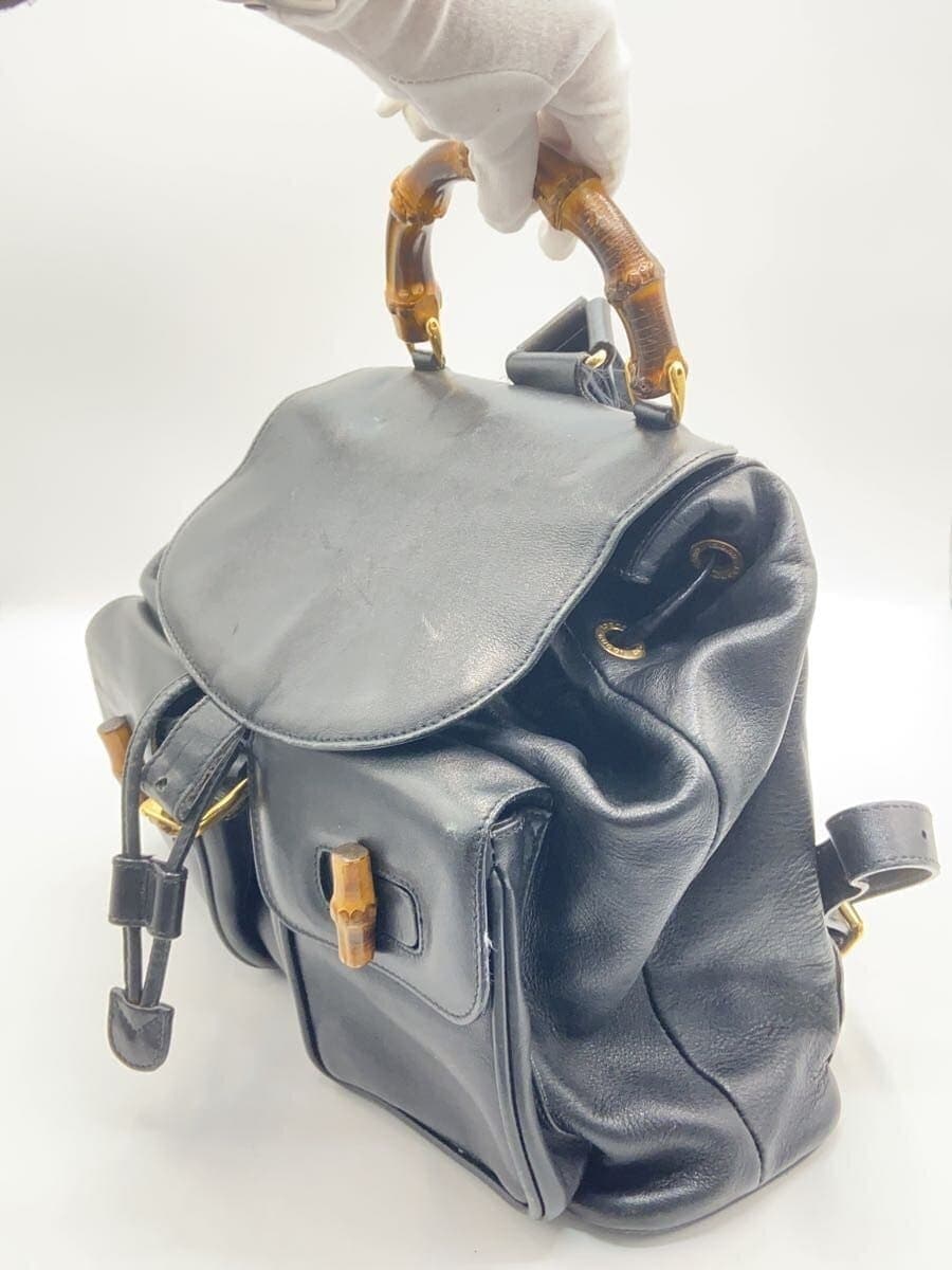 GUCCI Backpack_Bamboo Leather BLK 2