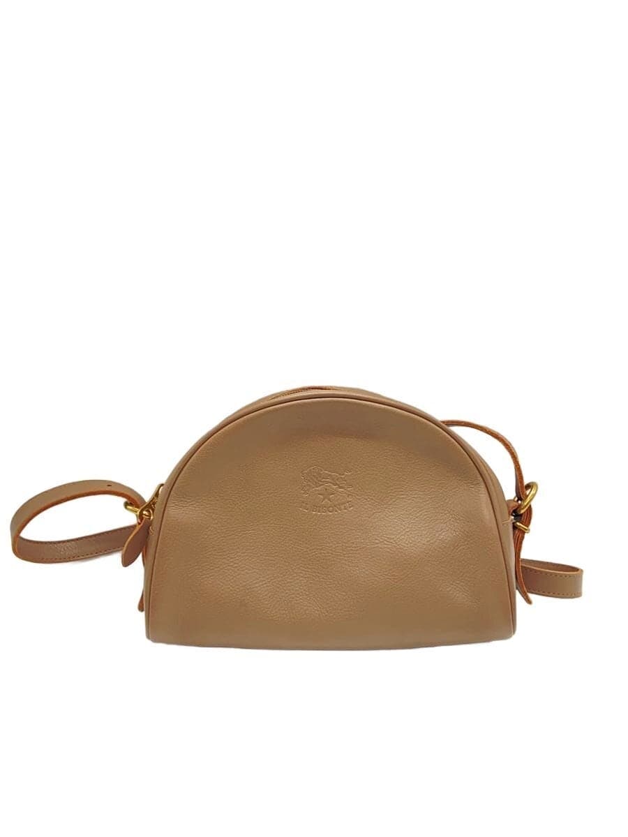 IL BISONTE Shoulder Bag Leather Gray Solid Color