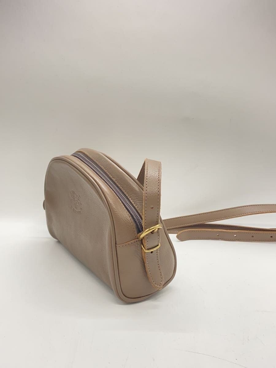 IL BISONTE Shoulder Bag Leather Gray Solid Color 2