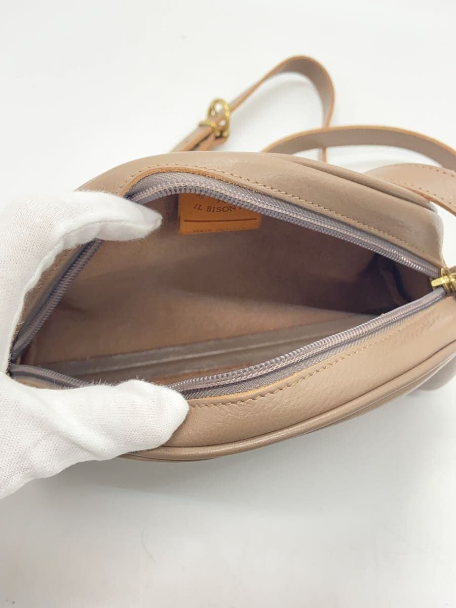 IL BISONTE Shoulder Bag Leather Gray Solid Color 6