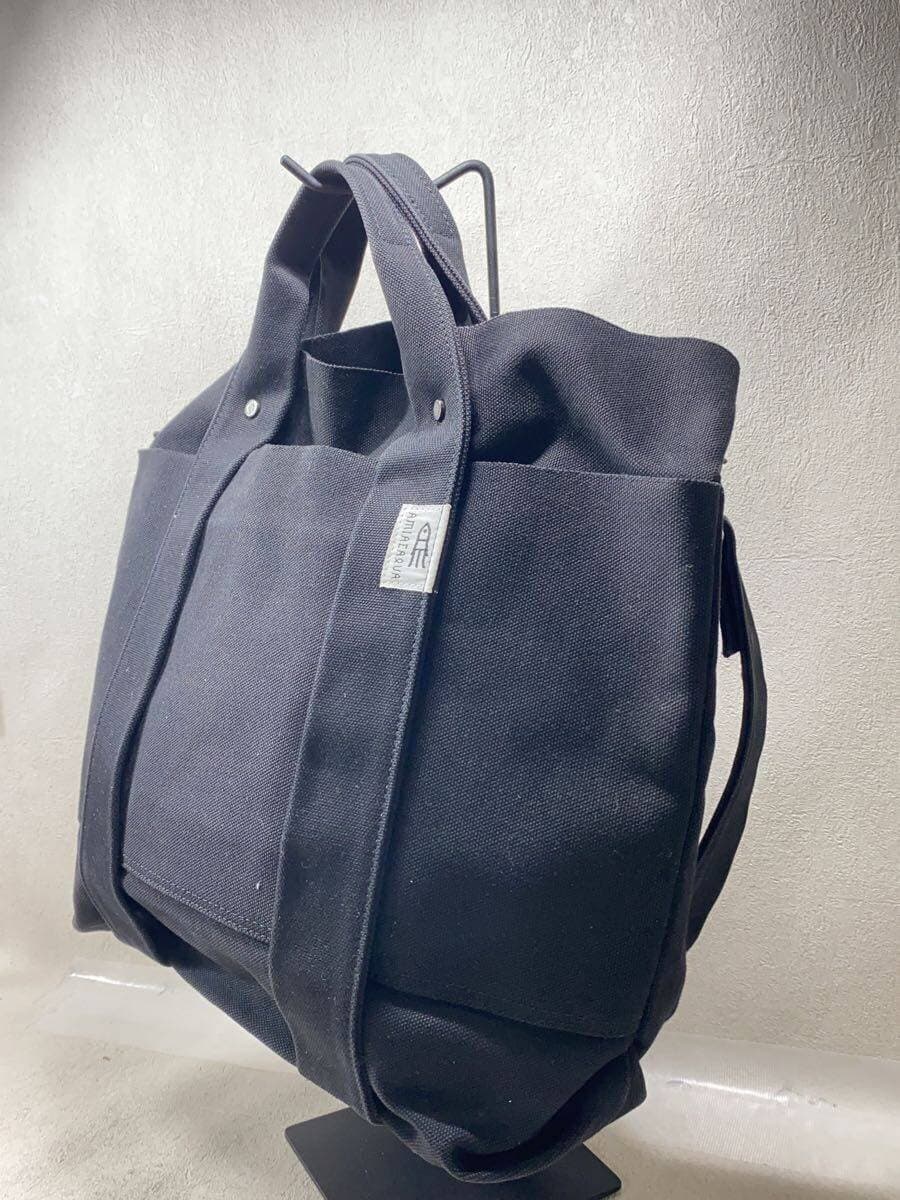 AMIACALVA x SHIPS Tote Bag Canvas BLK Solid 2