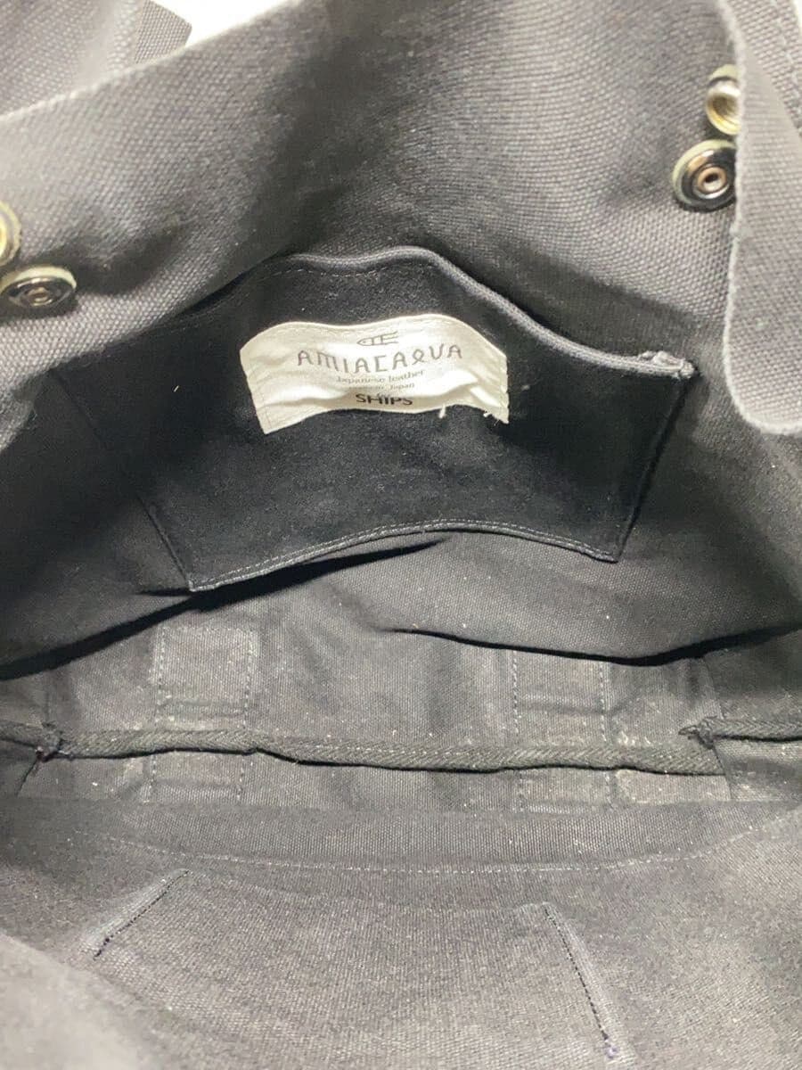 AMIACALVA x SHIPS Tote Bag Canvas BLK Solid 6