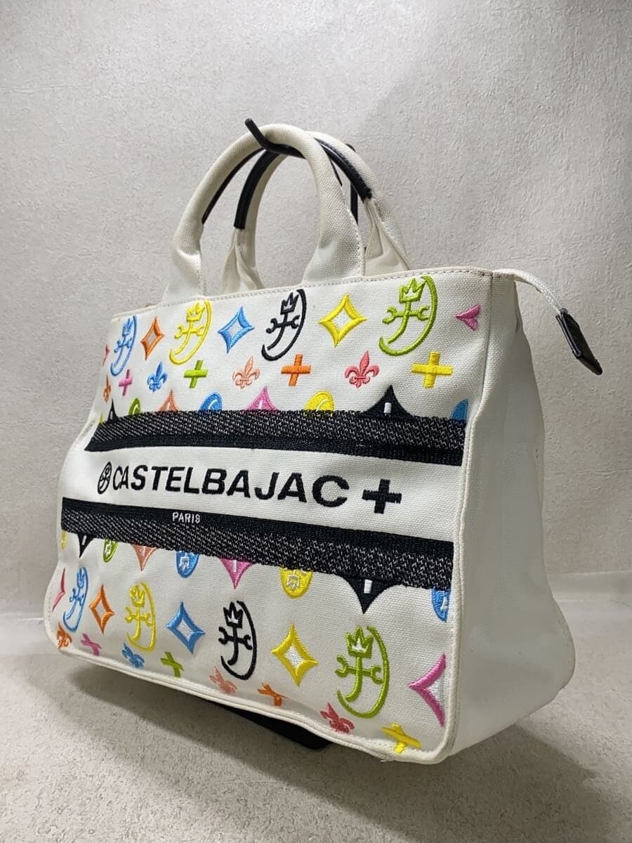 CASTELBAJAC Tote Bag Canvas WHT All Over Pattern 048502 2