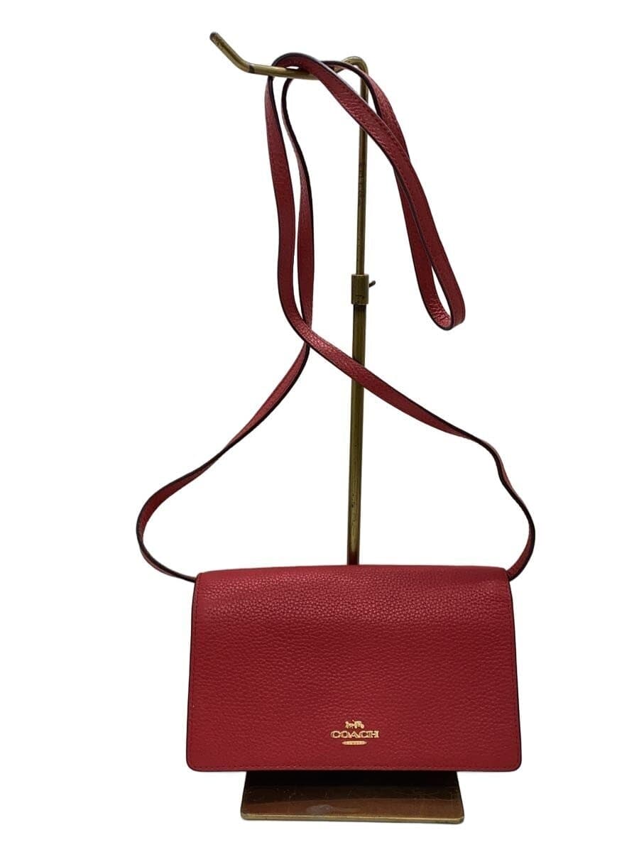 COACH Shoulder Wallet Shoulder Bag Leather RED F30256