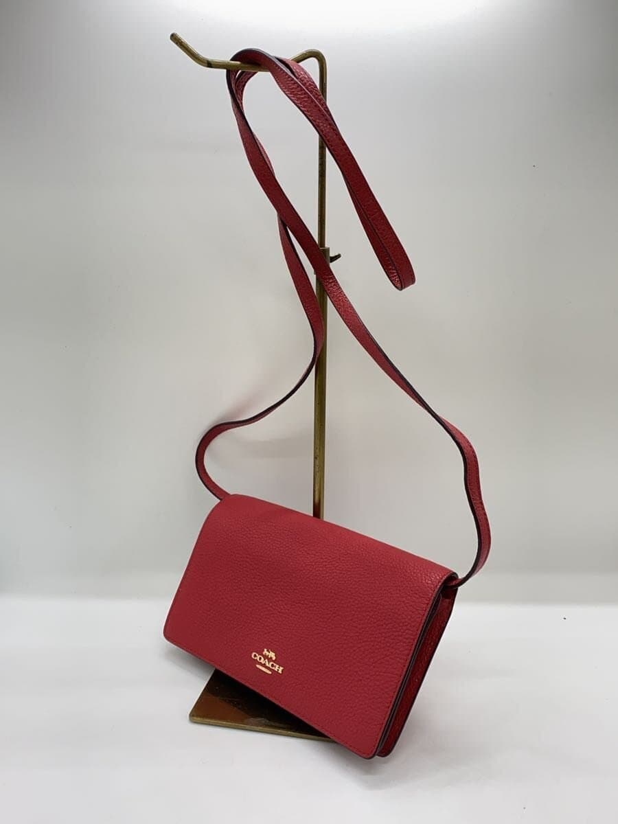 COACH Shoulder Wallet Shoulder Bag Leather RED F30256 2