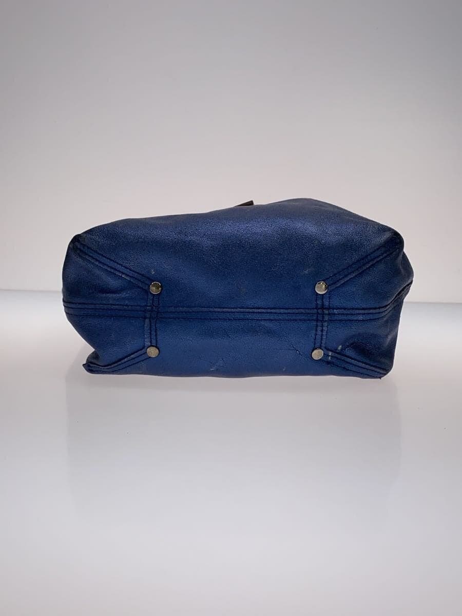 TIFFANY&Co. Reversible Metallic Tote Bag Wear & Fade Leather BLU 4