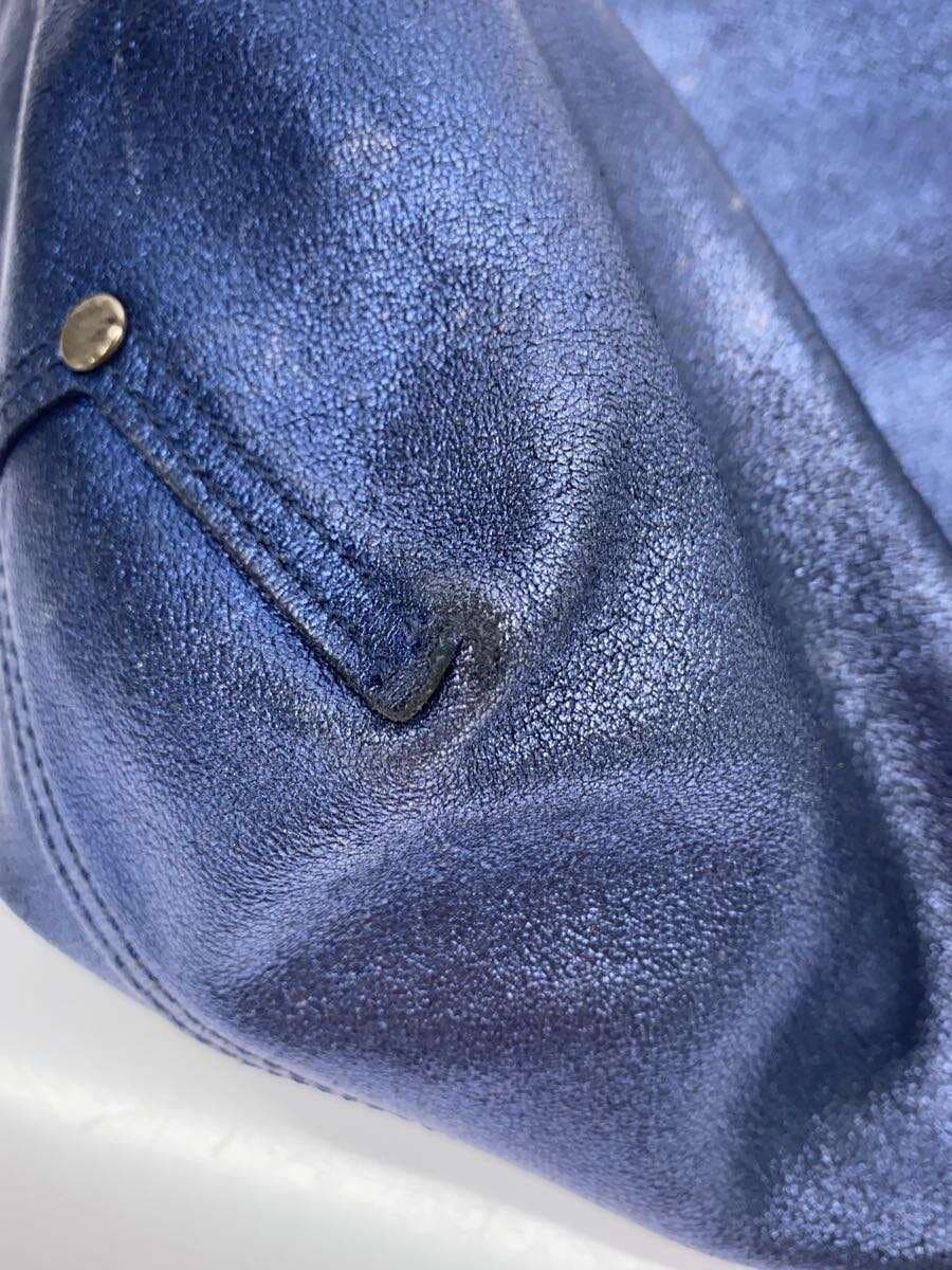 TIFFANY&Co. Reversible Metallic Tote Bag Wear & Fade Leather BLU 8