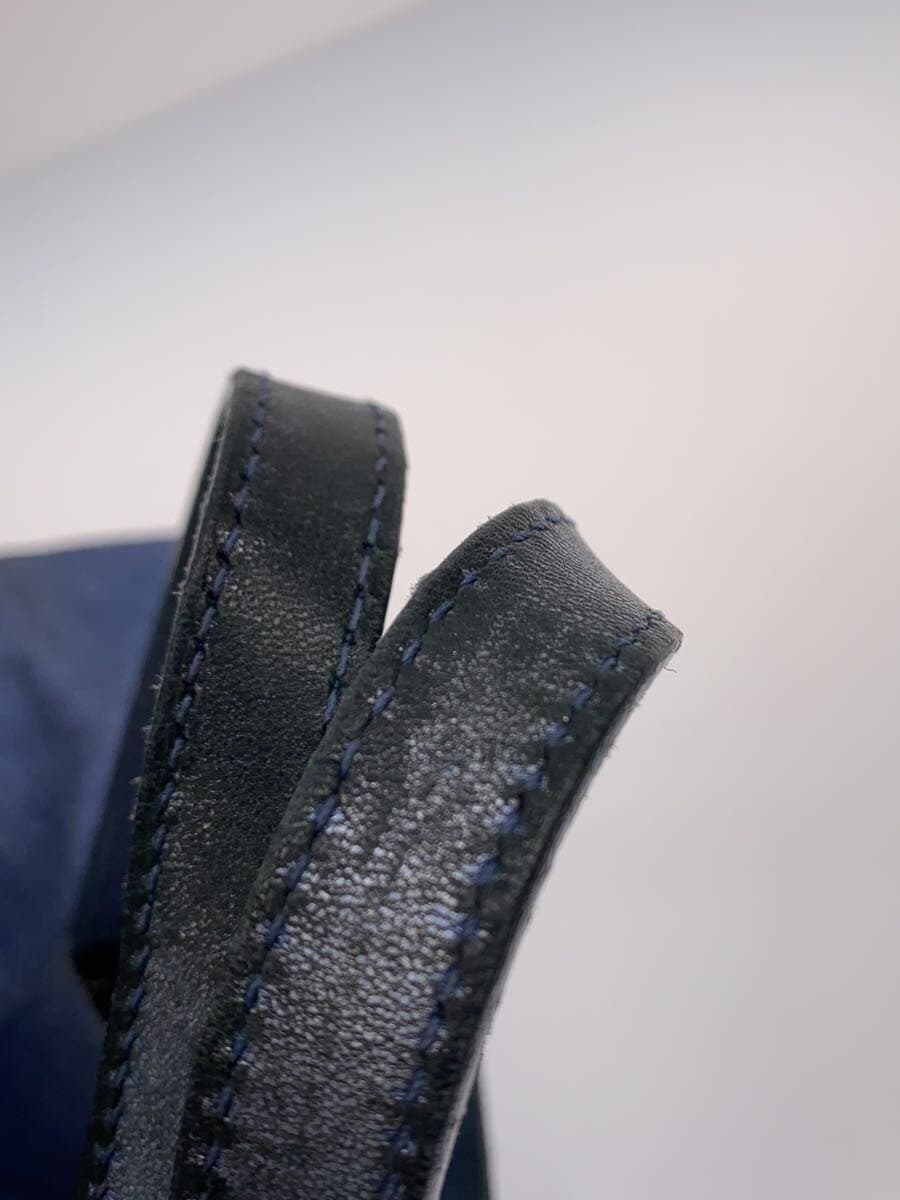 TIFFANY&Co. Reversible Metallic Tote Bag Wear & Fade Leather BLU 9