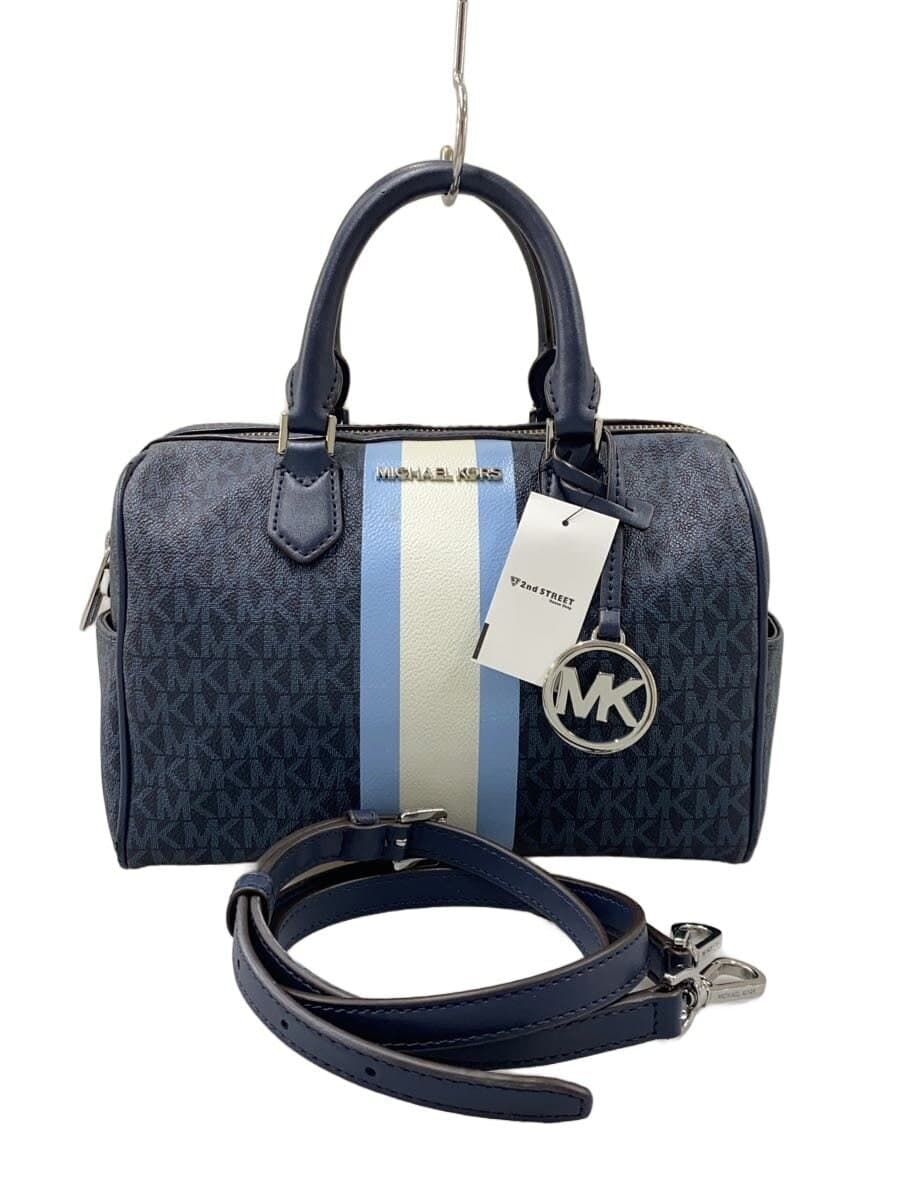 MICHAEL KORS Shoulder Bag Leather Navy All-over Print BA-2002