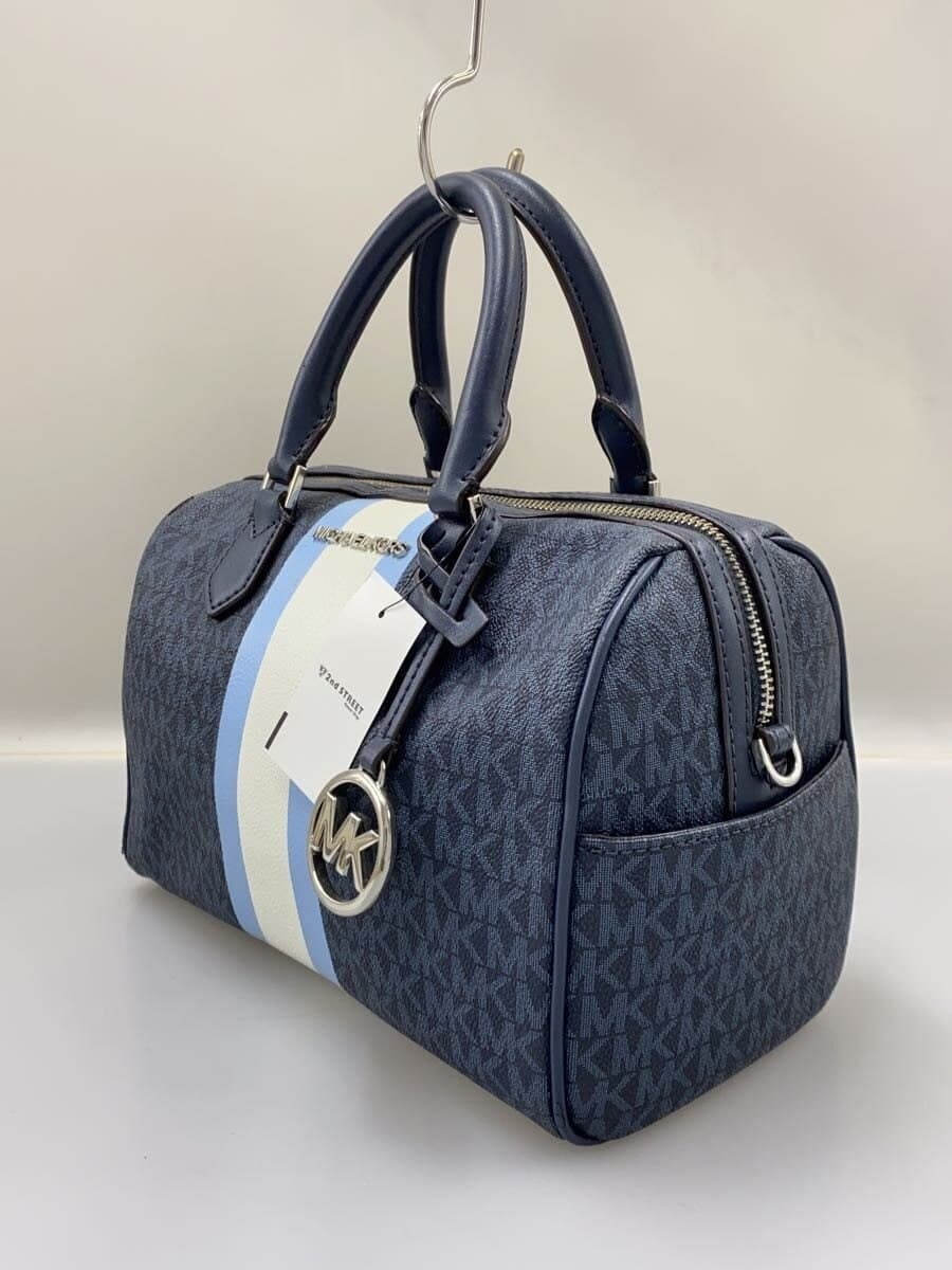 MICHAEL KORS Shoulder Bag Leather Navy All-over Print BA-2002 2