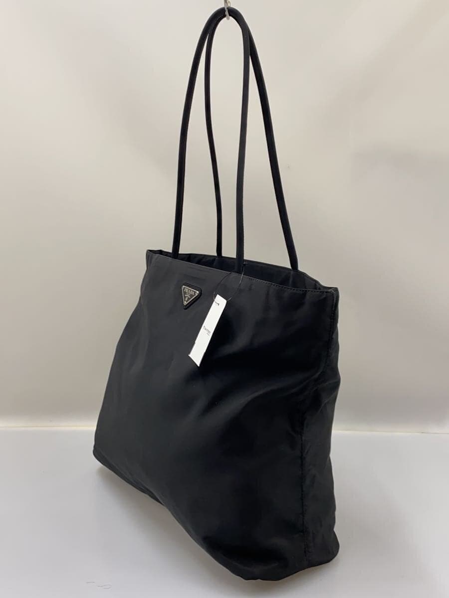 PRADA Triangle Logo Plate Nylon Tote Bag Nylon Black 2
