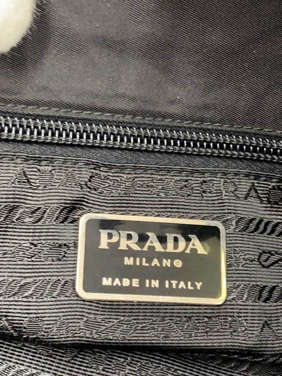 PRADA Triangle Logo Plate Nylon Tote Bag Nylon Black 5